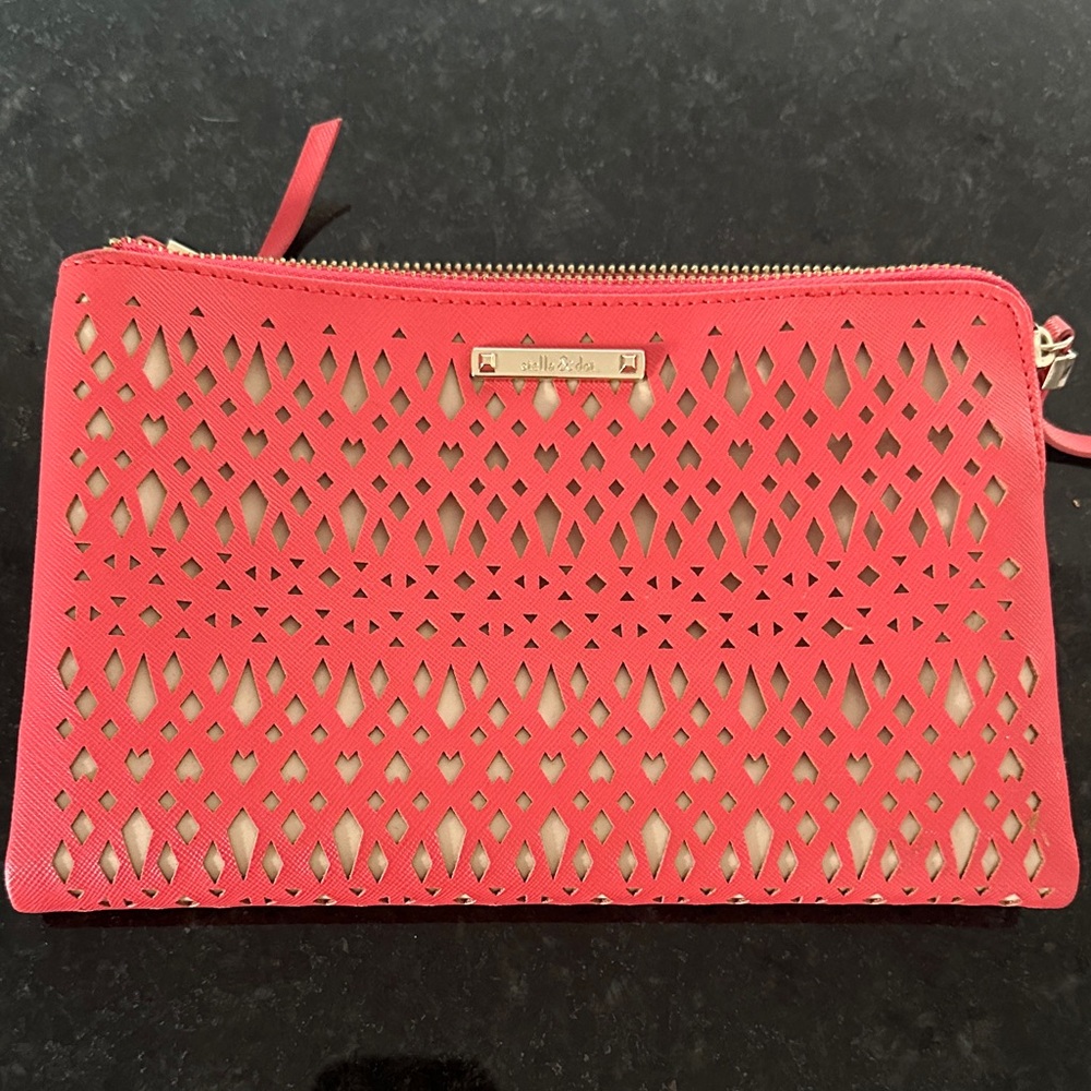 Stella & Dot Coral Cutout Clutch
